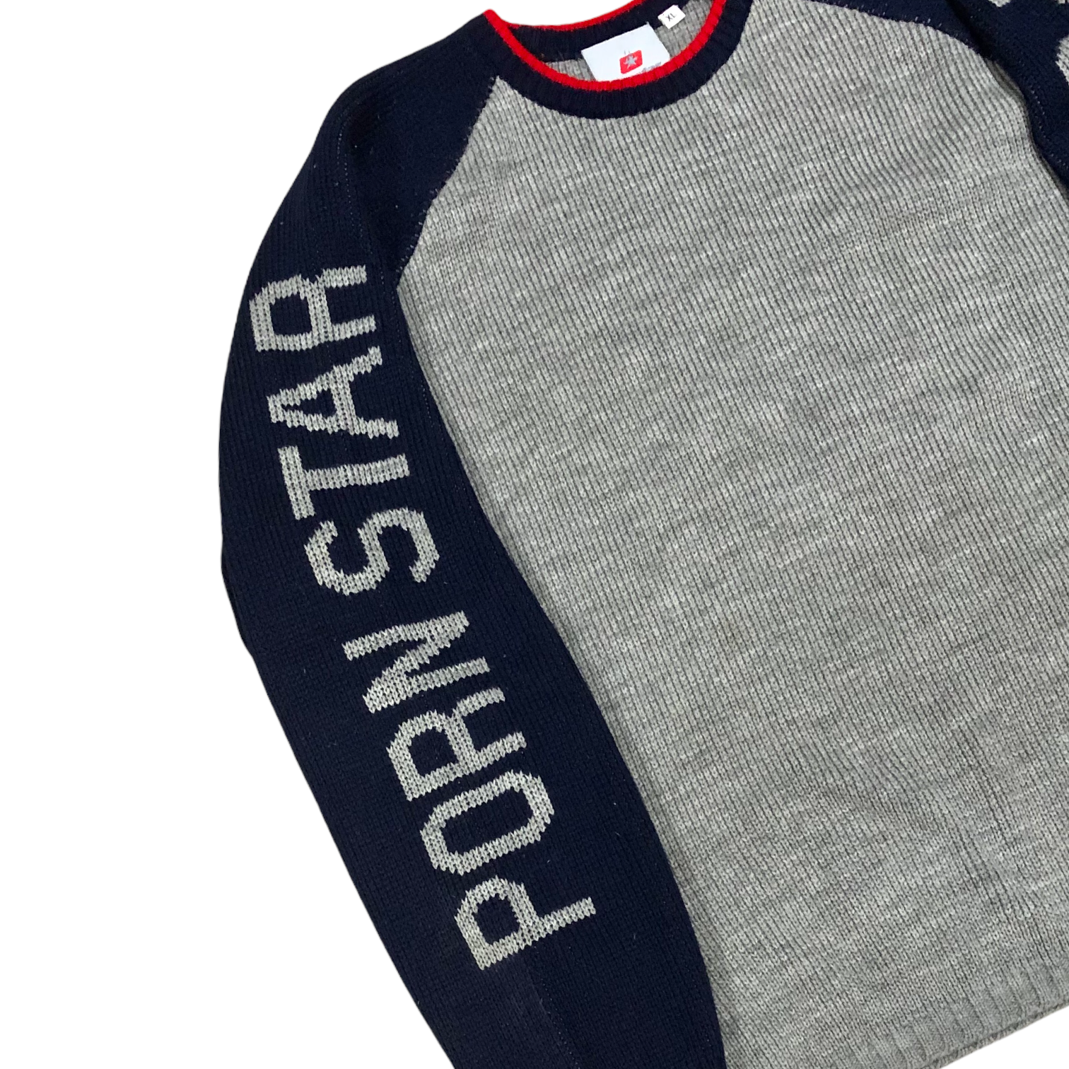 PORN STAR GREY / NAVY KNIT SWEATER SIZE XL | METAGAMA